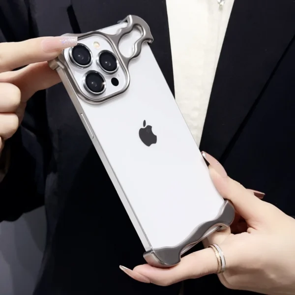 Luxury Metal Titanium Alloy Irregular Phone Case For iPhone 12 13 14 15 16 Pro Max 16e Alien Aluminum Lens Ring Protection Cover
