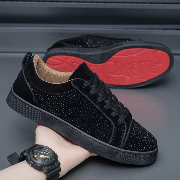 Designer Men Sneakers Trend Platform Shoes Rhinestones Man Skateboard Shoes Lace Up Men Shoes New Brand Tenis Masculino Cotton